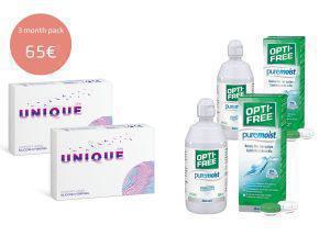 3 month pack Unique SiHy + Opti-free puremoist